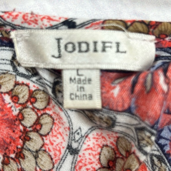 Balletcore JODIFL Red/Blue Patterned Mini Dress w/ Criss Cross Back. Size Large - Picture 4 of 9